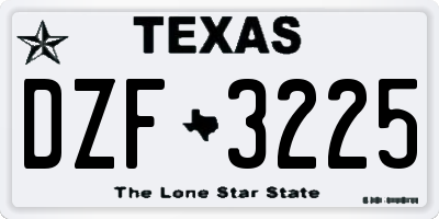 TX license plate DZF3225