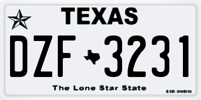 TX license plate DZF3231