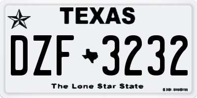 TX license plate DZF3232