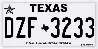 TX license plate DZF3233