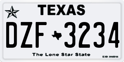 TX license plate DZF3234