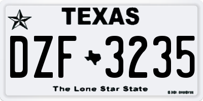 TX license plate DZF3235