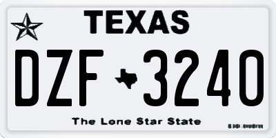 TX license plate DZF3240