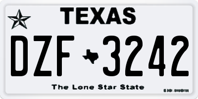 TX license plate DZF3242