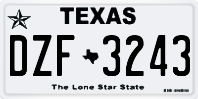 TX license plate DZF3243