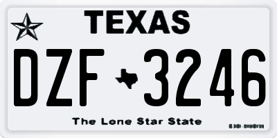 TX license plate DZF3246