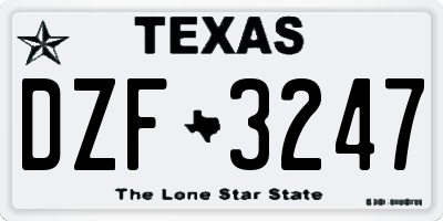 TX license plate DZF3247