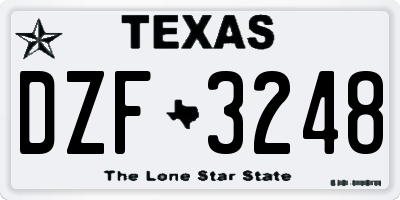TX license plate DZF3248