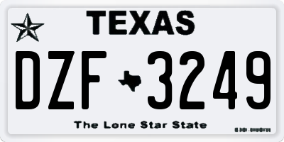 TX license plate DZF3249