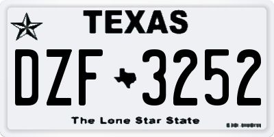 TX license plate DZF3252