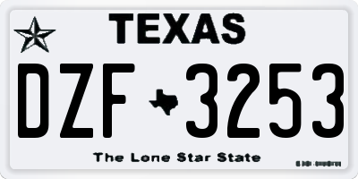 TX license plate DZF3253
