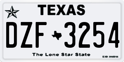 TX license plate DZF3254