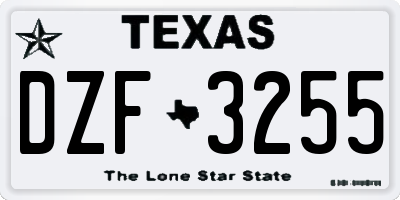 TX license plate DZF3255