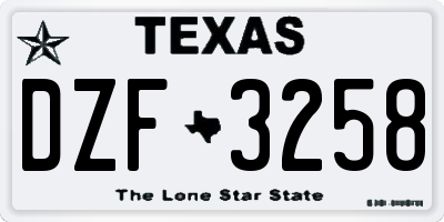 TX license plate DZF3258