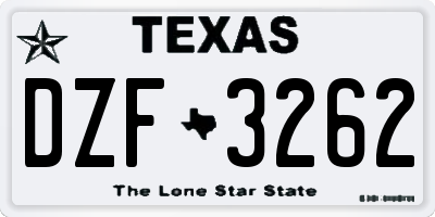 TX license plate DZF3262