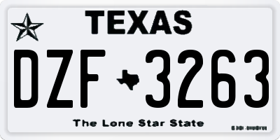 TX license plate DZF3263