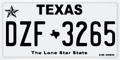 TX license plate DZF3265