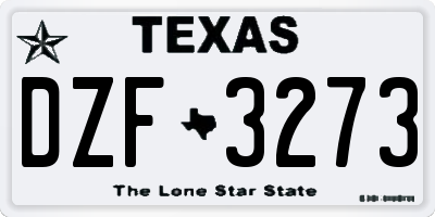 TX license plate DZF3273