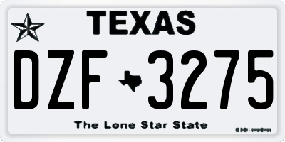 TX license plate DZF3275