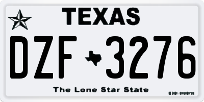 TX license plate DZF3276