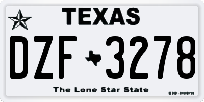 TX license plate DZF3278