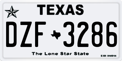 TX license plate DZF3286