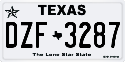 TX license plate DZF3287