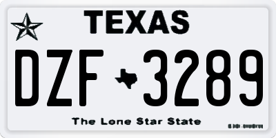 TX license plate DZF3289