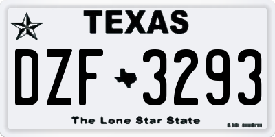 TX license plate DZF3293