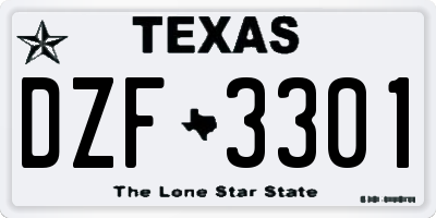 TX license plate DZF3301
