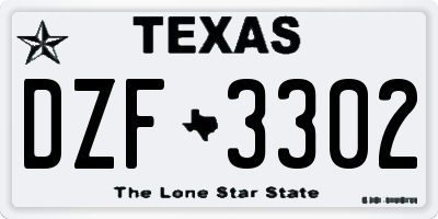 TX license plate DZF3302