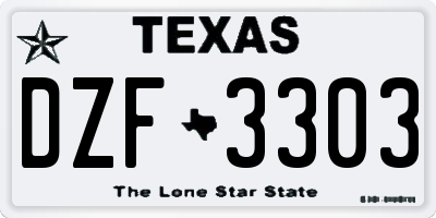TX license plate DZF3303