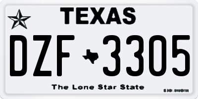 TX license plate DZF3305