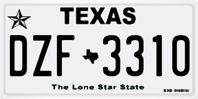TX license plate DZF3310