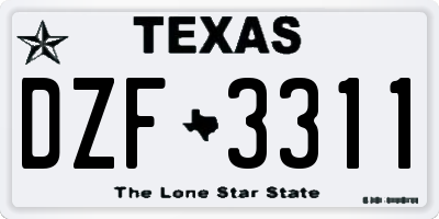 TX license plate DZF3311