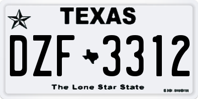 TX license plate DZF3312