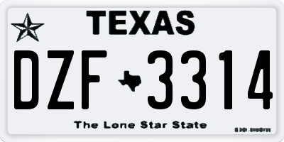 TX license plate DZF3314