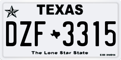 TX license plate DZF3315