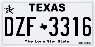 TX license plate DZF3316