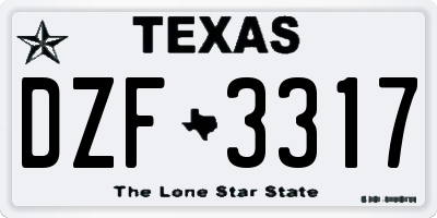 TX license plate DZF3317