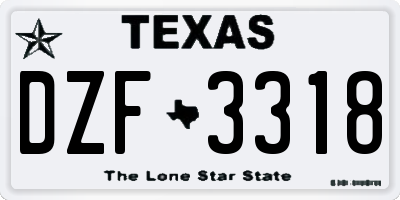TX license plate DZF3318