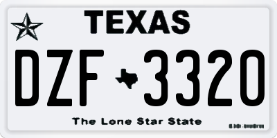 TX license plate DZF3320