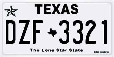TX license plate DZF3321