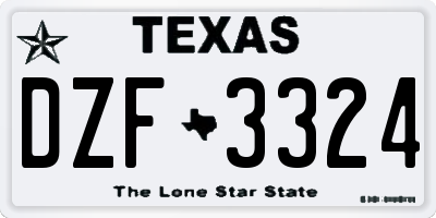 TX license plate DZF3324