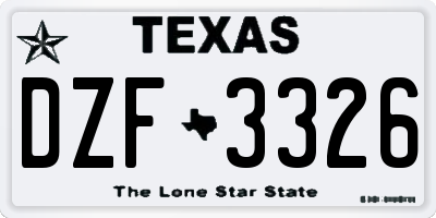 TX license plate DZF3326