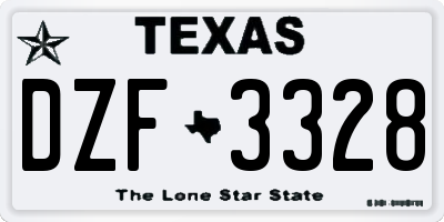 TX license plate DZF3328