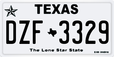 TX license plate DZF3329
