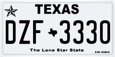 TX license plate DZF3330