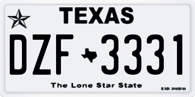 TX license plate DZF3331