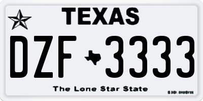 TX license plate DZF3333